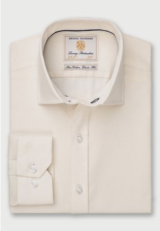 Regular Fit Cream Single Cuff Shirt