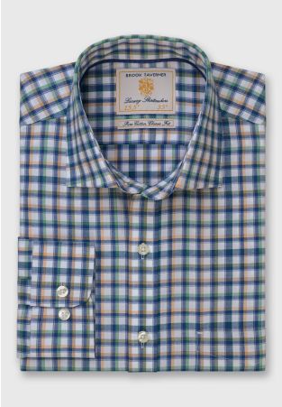 Regular Fit Navy Tattersall Check Cotton Shirt