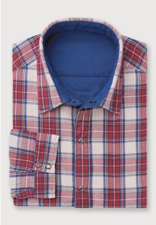 Wine, Blue, Yellow and White Check Reversible Overshirt