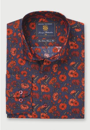 Regular Fit Poppy Print Cotton Shirt