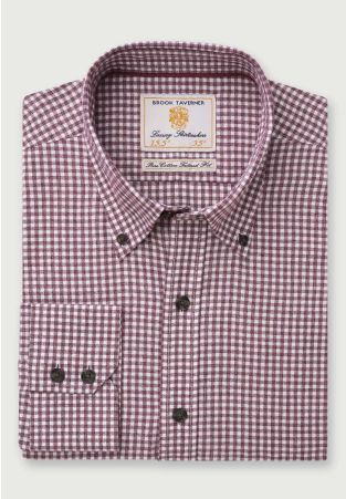 Regular Fit Bordeaux Gingham Cotton Shirt