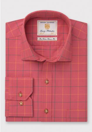 Regular Fit Rouge Tattersall Check Cotton Shirt