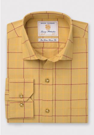 Regular Fit Mustard Tattersall Check Cotton Shirt