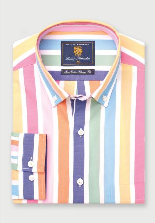 Regular Fit Multicoloured Stripe Cotton Shirt