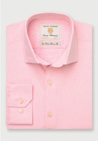 Regular Fit Pink Floral Jacquard Cotton Shirt