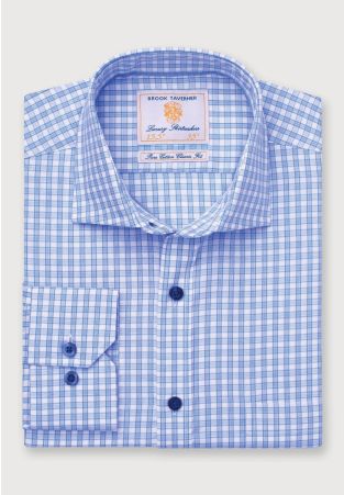 Regular Fit Sky Blue Check Cotton Shirt