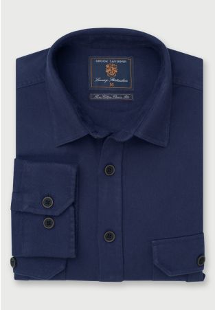 Regular Fit Navy Cotton Moleskin Shirt