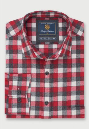 Regular Fit Red Melange Check Cotton Shirt