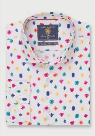 Tailored fit Multicoloured Gems Cotton Shirt