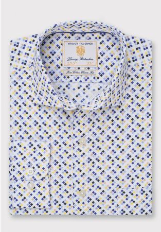 Regular Fit Multicoloured Square Print Cotton Shirt