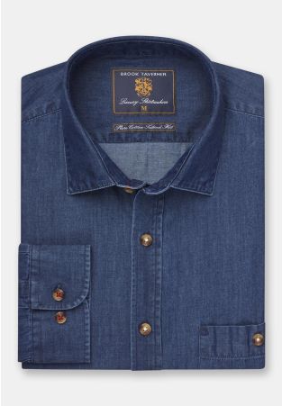 Tailored Fit Navy Chambray Cotton Shirt