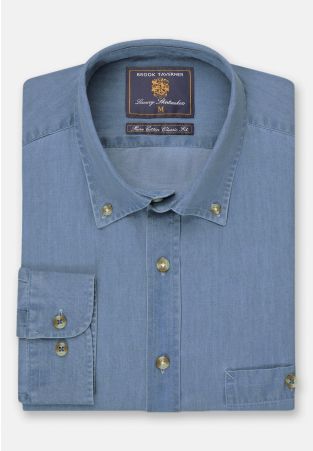Regular Fit Light Blue Chambray Cotton Shirt