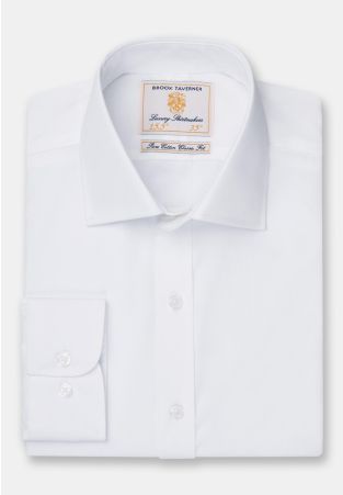 Regular Fit Single Cuff White Poplin Cotton Shirt