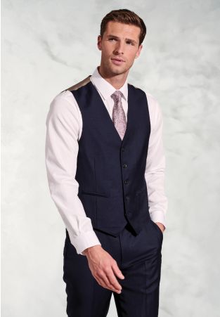 Tailored Fit Affleck Navy Wool Suit Waistcoat