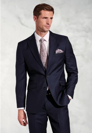 Tailored Fit Affleck Navy British Wool Suit  - Vest Optional