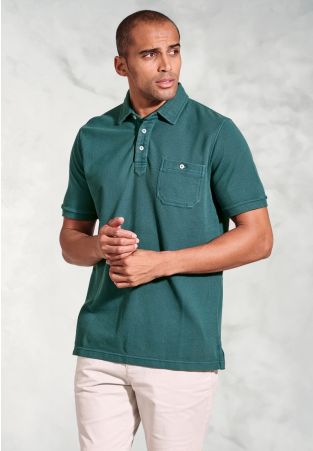 Agassi Teal Garment Washed Pure Cotton Pique Polo Shirt