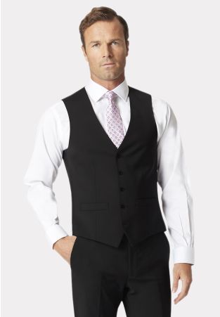 Tailored Fit Avalino Black Waistcoat