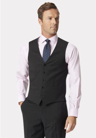 Tailored Fit Avalino Charcoal Stripe Waistcoat
