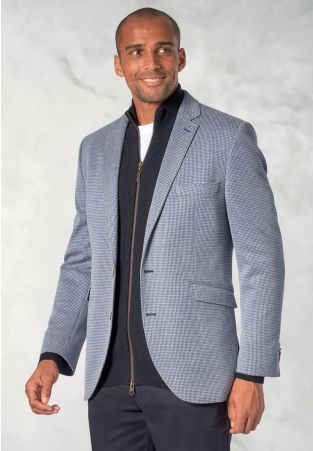 Tailored Fit Becker Blue Knitted Puppytooth Jacket