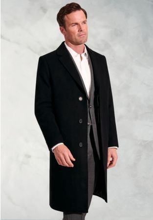 Bond Black Wool Cashmere Overcoat