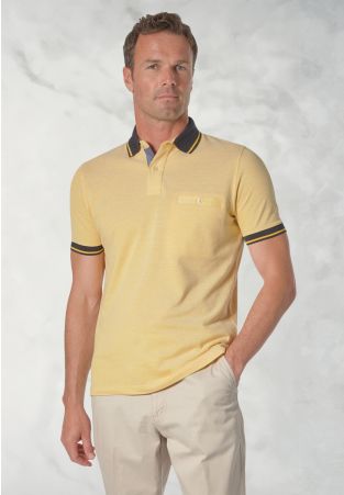 Bowrey Pure Cotton Lemon Melange Pique Polo Shirt