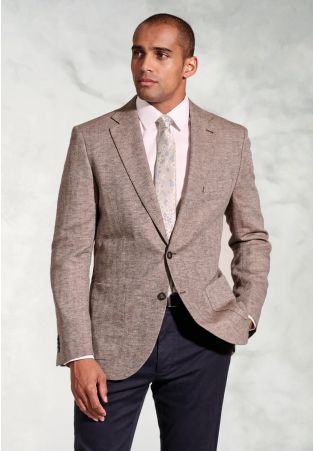 Tailored Fit Brando Chestnut Herringbone Linen Blend Jacket