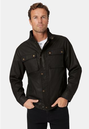 Brett Black Cotton Twill Carbon Finish Jacket