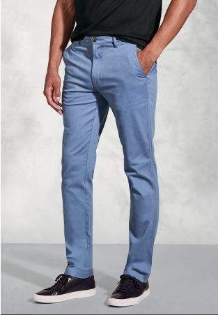 Tailored Fit Brosnan Blue Textured Cotton Stretch Chinos