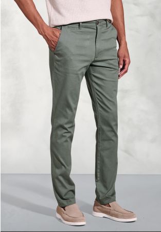 Tailored Fit Brosnan Green Textured Cotton Stretch Chinos