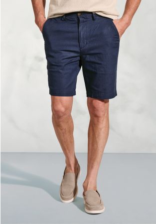 Caine Blue Linen Cotton Shorts