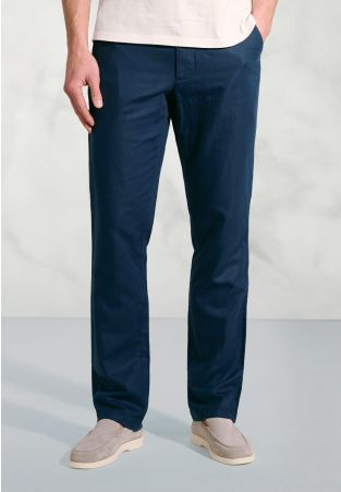Regular Fit Caine Blue Linen Cotton Pants