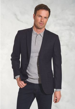 Regular Fit Camberley Navy Check Pure New Wool Jacket