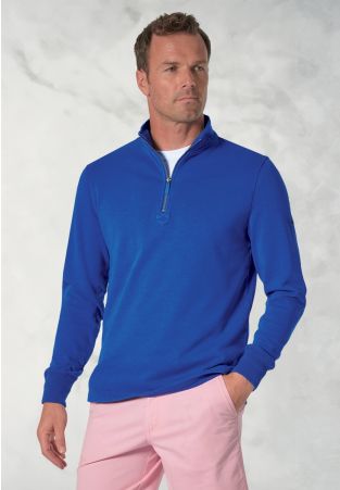 Cash Pure Cotton Cobalt Zip Neck Sweatshirt