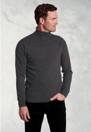 Charcoal Cashmere Roll Neck Jumper