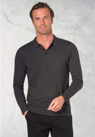 Casper Charcoal Long Sleeve Polo Shirt