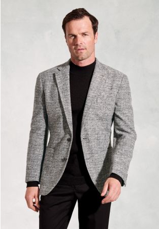 Tailored Fit Champion Grey Melange Knitted Wool Blend Jacket