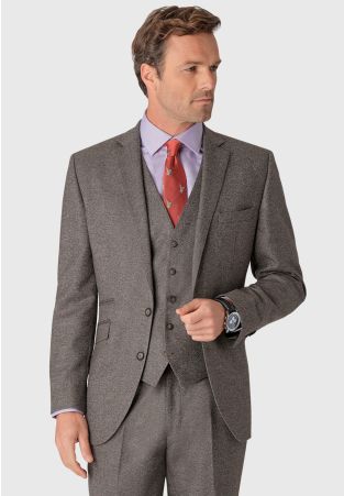 Tailored Fit Clifford Grey Donegal Wool Suit - Vest Optional