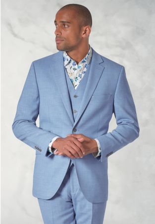 Tailored Fit Constable Sky Blue Linen Blend Suit - Waistcoat Optional