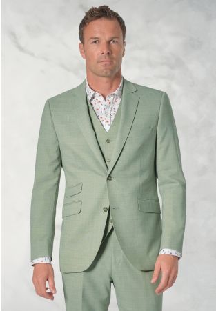 Tailored Fit Constable Sage Linen Blend Suit - Waistcoat Optional 