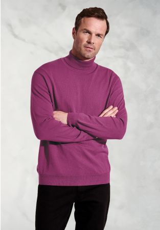 Cornwall Plum Cotton Merino Roll Neck Jumper