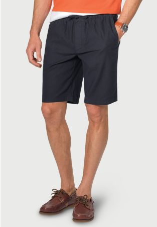 Cowdrey Navy Stretch Linen Drawcord Shorts