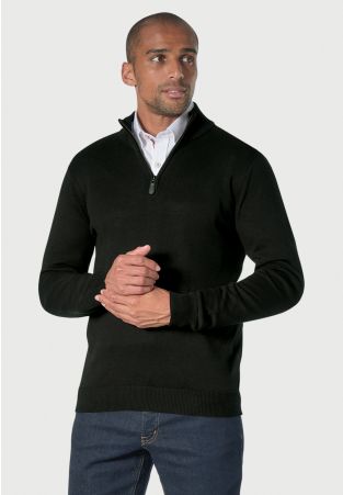 Dallas Black Zip Neck Jumper
