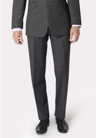Tailored Fit Dawlish Charcoal Birdseye Wool Suit Pants