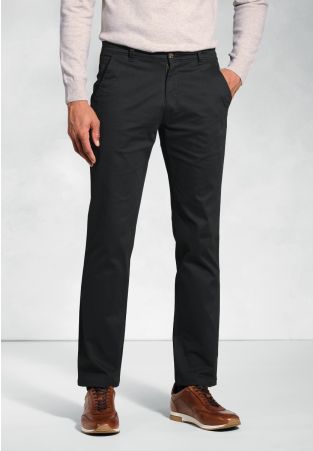 Regular Fit Denver Black Cotton Stretch Chinos