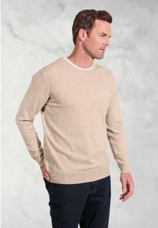 Devon Stone Cotton Merino Crew Neck Jumper