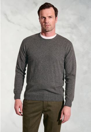 Devon Charcoal Cotton Merino Crew Neck Jumper