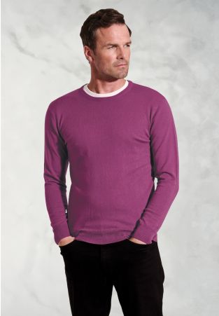 Devon Plum Cotton Merino Crew Neck Jumper
