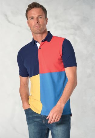 Drysdale Pure Cotton Harlequin Pique Polo Shirt
