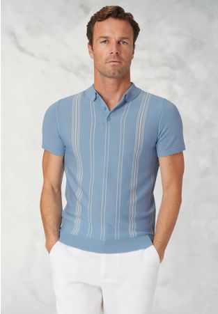 Duke Sky Blue Merino Wool Polo Shirt