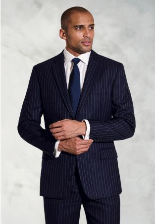 Regular Fit Epsom Navy Pinstripe Wool Suit